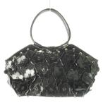 マリークワント MARY QUANT ハンドバッグ レザー 革 エナメル フラワーモチーフ 黒 ブラック /CK17 ■GY18 レディース