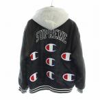 ショッピングsupreme シュプリーム SUPREME チャンピオン Champion 18AW Hooded Satin Varsity Jacket Black ジャンパー ブルゾン 長袖