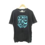 ハイドロゲン HYDROGEN 半袖Tシャツ クルーネック フロッキープリント ロゴ スカル XL 黒 ブラック /AH11 ■GY11 メンズ