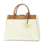 未使用品 マイケルコース MICHAEL KORS ハンドバッグ 2way ショルダーバッグ PVC レザー 革 MK柄 ロゴ 白 アイボリー