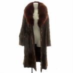  меховое пальто длинный норка воротник лиса мех общий подкладка 11 номер чай Brown /MP #GY11 женский 