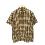  Dux DAKS GOLF рубашка с коротким рукавом постоянный цвет хлопок проверка общий рисунок L чай Brown /AH9 #GY18 мужской 