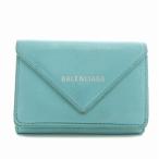 バレンシアガ BALENCIAGA ペーパーミニウォレット 財布 三つ折り レザー ロゴ 水色 ライトブルー /XZ ■OH ■GY17 レディース