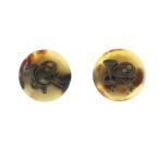  Hermes HERMES Vintage Buffalo звуковой сигнал валторна лента серьги аксессуары обе уголок для зажим тип Gold цвет золотой цвет 