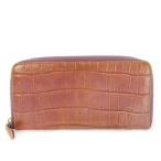 フェリージ Felisi 長財布 ロングウォレット 小銭入れあり ラウンド レザー 革 クロコ型押し ピンクブラウン /CK31 ■GY18 メンズ