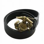  Ralph Lauren RALPH LAUREN ремень кожа пряжка America море .. эмблема узор Gold металлические принадлежности S чёрный черный 