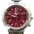 セイコー SEIKO ルキア LUKIA 腕時計 ウォッチ ソーラー ラッキーパスポート 赤文字盤 デイト カレンダー付き ロゴ シルバー色