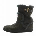 ルイヴィトン LOUIS VUITTON エンジニアブーツ ムートンブーツ スエード ボア ショート ラウンドトゥ ロゴ 36.5 23.5cm グレー