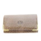  Valentino galava-niVALENTINO GARAVANI чехол для ключей 4 полосный кожа кожа Logo type вдавлено . Gold металлизированный medali on чай 