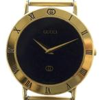 ショッピングgucci グッチ GUCCI 腕時計 ウォッチ クォーツ ロゴ 黒文字盤 ゴールド色 3000M ■GY18 /MQ ■OH メンズ