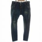 ショッピングディースクエアード ディースクエアード DSQUARED2 デニムパンツ ジーンズ テーパード ダメージ加工 ペイント加工 ボタンフライ ロゴ 48 M 青 ブルー