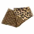 ルイヴィトン LOUIS VUITTON エシャルプ スカーフ モノグラム ヒョウ柄 総柄 切替茶 ブラウン ベージュ 黒 ブラック 黄 M72123