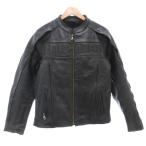 ハーレーダビッドソン HARLEY DAVIDSON レザージャケット ライダース 革ジャン シングル ロゴ 黒 ブラック /AE ■GY17 メンズ