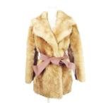  No-brand настоящий меховое пальто Tailor цвет переключатель замша лента чай Brown /AH10 #GY18 женский 