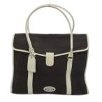  Foxey FOXEY сумка "Boston bag" парусина кожа отделка Logo plate чай Brown /UO #GY11 женский 