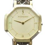 ショッピングイヴサンローラン イヴサンローラン YVES SAINT LAURENT ジャンク品 オクタゴン 腕時計 ウォッチ クォーツ ローマン ロゴ ゴールド色 シルバー色