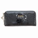 アナスイ ANNA SUI 長財布 ウォレット 花柄 ロゴ エナメル 黒 ブラック /AE ■GY18 レディース