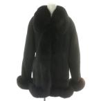 es Kiss ESQUISSE меховое пальто средний половина замша кожа мех лисы мех общий подкладка чёрный черный /MP #GY18 женский 
