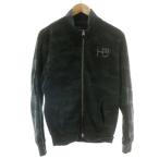 ショッピングハイドロゲン ハイドロゲン ジップアップジャケット アウター ジャージ トラックジャケット ブルゾン カモフラ 迷彩柄 ロゴ 裏起毛 L 灰 グレー 黒