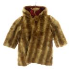 ファーコート ミドル ハーフ リスファー 毛皮 フード付き 総裏地 茶 ブラウン 赤 レッド /MP ■GY18 キッズ