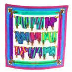 エルメス HERMES カレ90 J.METZ Les Sangles サスペンダーベルト スカーフ 絹 シルク 総柄 ロゴ マルチカラー