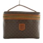  Celine CELINE Vintage Macadam косметичка рука косметичка PVC кожа Trio mf Logo общий рисунок чай Brown 