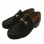 グッチ GUCCI ローファー スエード ラウンドトゥ ホースビット 35 22cm 茶色 ブラウン 100 0255 /XZ ■GY18 レディース