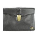  Caran d'Ache Caran d'Ache ручная сумочка клатч кожа морщина кожа Gold металлические принадлежности список let Logo чёрный черный 