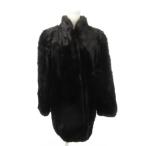  No-brand меховое пальто воротник-стойка норка мех мех большой размер 13 чёрный черный /MN11 #GY18 женский 
