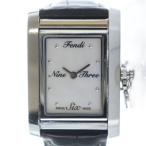 フェンディ FENDI 7100L 腕時計 ウォッチ クォーツ シェル文字盤 スクエア レザーベルト シルバーカラー 銀色 ■GY18 ■OH レディース