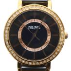 フォリフォリ Folli Follie WF5R133BP 腕時計 ウォッチ クォーツ ラインストーン 黒文字盤 ロゴ ゴールド色 ■GY17 /MQ レディース