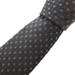 未使用品 フェンディ FENDI タグ付き ネクタイ カジュアル レギュラータイ FF柄 総柄 絹 シルク ナイロン混 黒 ブラック /GV