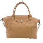 ショッピングロンシャン ロンシャン LONGCHAMP 2WAY ハンドバッグ ショルダー ルプリアージュ キュイール レザー 革 型押しロゴ ベージュ /JS ■GY18