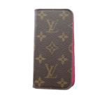  Louis Vuitton LOUIS VUITTON смартфон кейс iPhone7 8 SE монограмма folio кожа Logo блокнот type покрытие чай Brown M61906