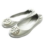  Tory Burch TORY BURCH балетки туфли-лодочки Flat кожа раунд tu Logo серебряный металлические принадлежности 6 23cm серебряный цвет 