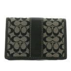  Coach COACH футляр для карточек чехол для пропуска складывающийся пополам парусина кожа signature общий рисунок Logo чёрный черный /XZ #GY11 женский 