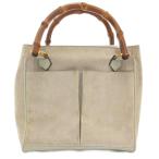 グッチ GUCCI オールドグッチ ヴィンテージ バンブー ハンドバッグ スエード レザー グレー /AE ■GY13 レディース
