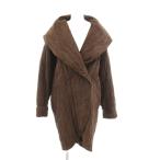 フェンディ FENDI ヴィンテージ コート スエード レザー ショールカラー ロゴボタン ステッチストライプ 38 茶 ブラウン