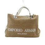 ショッピングアルマーニ エンポリオアルマーニ EMPORIO ARMANI ハンドバッグ かごバッグ トート ロゴ 茶 ブラウン ■GY18 /MQ レディース