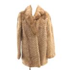  меховое пальто мех норка полоса шаль цвет средний длина 9 светло-коричневый /JS #GY18 женский 