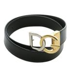 ドルチェ&ガッバーナ ドルガバ DOLCE&GABBANA ベルト レザー バックル ロゴ ゴールド金具 シルバー金具 90-36 黒 ブラック