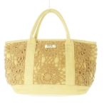 ロンハーマン Ron Herman RHC トートバッグ キャンバス レース編みニット ロゴリボン ベージュ /CK4 ■GY18 レディース