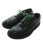 プラダ PRADA ビジネスシューズ ドレス 革靴 レザー ラウンドトゥ ウィングチップ レースアップ 6 25cm 黒 ブラック