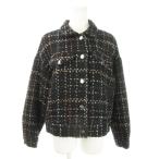 ショッピングzara ザラ トラファルック ZARA Trafaluc collection ツイードジャケット ブルゾン チェック S-M 黒 ブラック /AO8 ■GY17 レディース