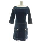 ルイヴィトン LOUIS VUITTON ワンピース デニム 七分袖 ひざ丈 ボートネック 34 XS インディゴ 紺 ネイビー /XZ ■GY17 レディース