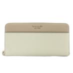 ケイトスペード KATE SPADE 長財布 レザー ラウンドファスナー ロゴ シルバー金具 ベージュ 白 ホワイト WLRU5449
