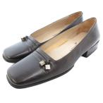 ショッピングヴィトン ルイヴィトン LOUIS VUITTON パンプス ローファー スクエアトゥ レザー 38.5 25cm 茶 ブラウン /JS ■GY18 レディース