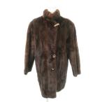 moneMONET ORIGINAL FUR норка меховое пальто мех воротник-стойка кривошип кнопка чай Brown /MN18 #GY17 женский 