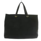 ロンシャン LONGCHAMP トートバッグ ハンド キャンバス レザー ロゴ 刺繍 黒 ブラック /XZ ■GY18 レディース