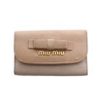  MiuMiu miumiu чехол для ключей кожа Gold металлические принадлежности Logo 6 полосный розовый #GY18 /MQ женский 